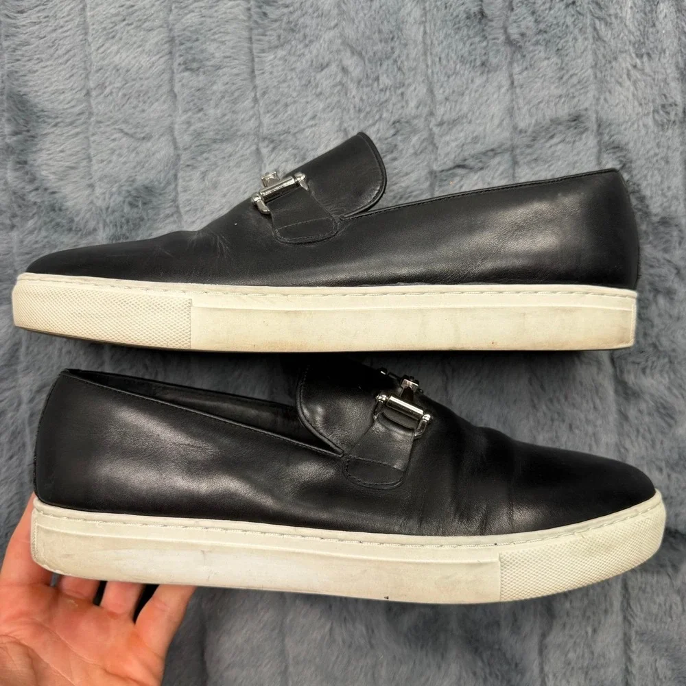 Marc Nolan Boardwalk Black Leather Buckle Slip On Sneaker Loafers Mens 10